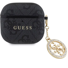 Guess 4G Script PC/PU Charm Pouzdro pro AirPods 4 Black fülhallgató, fejhallgató tok