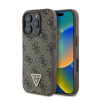 Guess 4G Strass Triangle Metal Logo Apple iPhone 16 Pro Max hátlap tok, barna