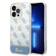 Guess 4G Stripe Script Logo Electroplated Pattern - telefontok iPhone 14 Pro kék tok és táska