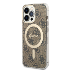 Guess Apple iPhone 14 Pro GUESS GUHMP14LH4STW MagSafe Hátlap - Barna tok és táska