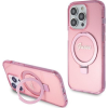 Guess Apple iPhone 15 Pro Max IML Ring Stand Glitter Magsafe Hátlapvédő Tok Pink (GUE003364)