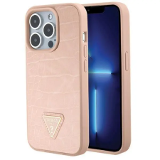 Guess Croco háromszög fém logós tok iPhone 15 Pro készülékhez - rózsaszín tok és táska
