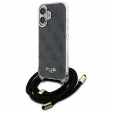 Guess Crossbody Cord 4G nyomtatótok iPhone 16-hoz - fekete tok és táska