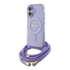Guess Crossbody Cord Script iPhone 16 MagSafe hátlap tok karpánttal, lila GUHMP16SHCTSGNSU