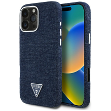 Guess Denim Triangle Logo iPhone 16 Pro MagSafe hátlap tok, kék tok és táska