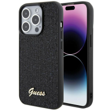 Guess Disco Metal Script fém tok iPhone 15 Pro készülékhez - fekete tok és táska