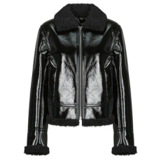 Guess Dzsekik LS ANDREA FAUX SHEARLING JKT Fekete EU XS