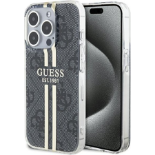 Guess Eredeti Tok GUESS GUHCP15LH4PSEGK iPhone 15 Pro Arany Stripe / Fekete (GSM180427) tok és táska