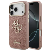 Guess Fixed Glitter Big 4G Metal Frame Apple iPhone 17 Pro Max csillámos hátlap tok, rózsaszín