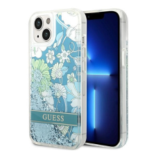 Guess Flower Liquid Glitter Apple iPhone 14 hátlap tok, zöld tok és táska