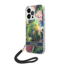 Guess Flower Strap Apple iPhone 14 Pro hátlap tok, kék tok és táska