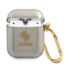 Guess Glitter Collection Apple AirPods 1/2 tok, fekete fülhallgató, fejhallgató tok