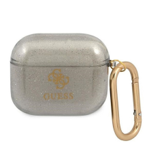 Guess Glitter Collection Apple AirPods 3 tok, fekete fülhallgató, fejhallgató tok