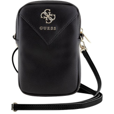 Guess Grained 4G Metal Logo fekete cipzáras PU telefon táska tok és táska
