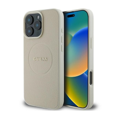 Guess Grained Ring iPhone 16 Pro MagSafe kemény hátlap tok, bézs GUHMP16LPGHSMME tok és táska