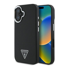 Guess Grained Triangle iPhone 16 MagSafe kemény hátlap tok, fekete GUHMP16SPGTSPSK tok és táska