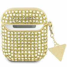 Guess GUA2HDGTPD Rhinestone Triangle Charm tok AirPods 1/2 - arany színű tok és táska