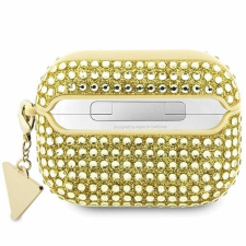 Guess GUAP2HDGTPD Rhinestone Triangle Charm tok AirPods Pro 2 - arany színű fülhallgató, fejhallgató tok