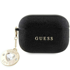 Guess GUAP2PGEHCDK tok AirPods Pro 2 burkolathoz - fekete Fixed Glitter Heart Diamond Charm fülhallgató, fejhallgató tok