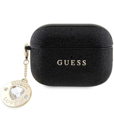Guess GUAP2PGEHCDK tok AirPods Pro 2 tok - fekete Fixed Glitter szív gyémánt charm fülhallgató, fejhallgató tok