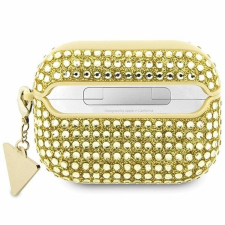 Guess GUAPHDGTPD Rhinestone Triangle Charm tok AirPods Pro - arany színű fülhallgató, fejhallgató tok