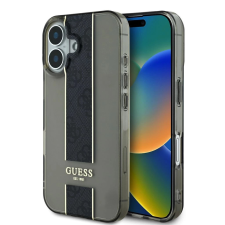 Guess Guess IML Middle 4G Stripe tok iPhone 16 készülékhez fekete tok és táska
