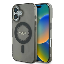 Guess Guess IML Rhinestones Ring MagSafe tok iPhone 16 készülékhez fekete tok és táska