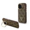 Guess Guess PU 4G Strass Triangle Logo Stand Camera Frame MagSafe Tok iPhone 15 Pro Max készülékhez barna