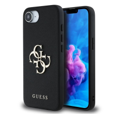 Guess Guess PU Grained 4G Metal Logo tok iPhone 16e készülékhez fekete tok és táska