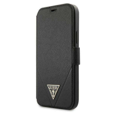 Guess GUFLBKP12LVSATMLBK iPhone 12 Pro Max 6,7" fekete Saffiano könyvtok tok és táska