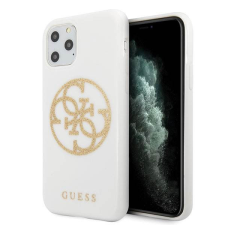 Guess GUHCN65TPUWHGLG iPhone 11 Pro Max fehér csillogó 4G köralakú logós keménytok tok és táska