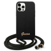 Guess GUHCP12MLSCLMGBK iPhone 12/12 Pro 6.1 "fekete kemény tok fém logó kábel