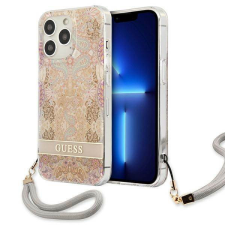 Guess GUHCP13LHFLSD iPhone 13 Pro / 13 6,1" arany virágos keménytok szíjjal tok és táska