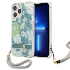 Guess GUHCP13LHFLSN iPhone 13 Pro / 13 6.1 &quot;zöld keménytok virágszíjjal tok és táska