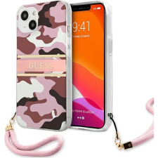 Guess GUHCP13SKCABPI iPhone 13 Mini 5,4" Rózsaszín Camo Strap Collection Keménytok (GUE1504PNK) tok és táska