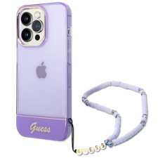 Guess GUHCP14LHGCOHU iPhone 14 Pro 6,1" áttetsző lila keménytok gyöngyház szíjjal tok és táska