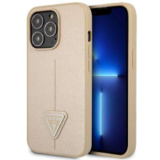 Guess GUHCP14LPSATLE iPhone 14 Pro 6,1&quot; bézs keménytok SaffianoTriangle Logo tok és táska