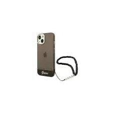 Guess GUHCP14MHGGCOHK iPhone 14 Plus 6,7" fekete áttetsző keménytok gyöngyház szíjjal tok és táska