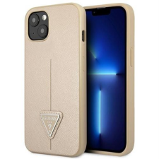 Guess GUHCP14SPSATLE SaffianoTriangle Logo tok iPhone 13 / 14 / 15 - bézs tok és táska