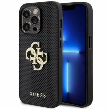 Guess GUHCP15LPSP4LGK Leather Perforated 4G Glitter Logo tok iPhone 15 Pro - fekete tok és táska