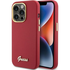 Guess GUHCP15LSMBSLM Silicone Script Metal Logo & Frame Tok iPhone 15 Pro - Piros (GUE003346) tok és táska