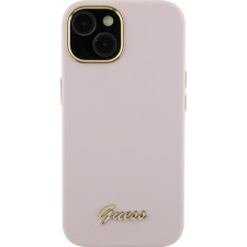 Guess GUHCP15LSMBSLP Silicone Script Metal Logo & Frame Tok iPhone 15 Pro - Rózsaszín (GUE003348) tok és táska