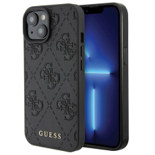 Guess GUHCP15SP4EPMK iPhone 15 6.1" fekete bőr keménytok 4G bélyegzővel tok és táska