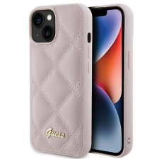 Guess GUHCP15SPSQSQSP Quilted Metal Logo tok iPhone 13 / 14 / 15 - rózsaszín tok és táska