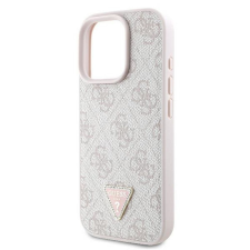 Guess GUHCP16LP4TDPP PU Leather 4G Triangle Strass tok iPhone 16 Pro - rózsaszín tok és táska