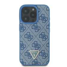 Guess GUHCP16SP4TDPB Leather 4G Triangle Strass keménytok iPhone 16 - kék tok és táska