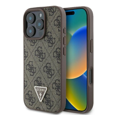 Guess GUHCP16XP4TDPW Leather 4G Triangle Strass keménytok iPhone 16 Pro Max - barna tok és táska