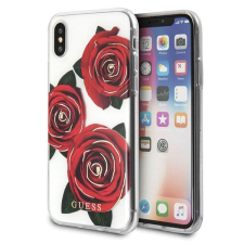 Guess GUHCPXROSTR iPhone X átlátszó keménytok Flower Desire vörös rózsa tok tok és táska