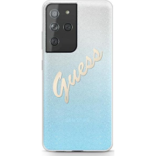 Guess GUHCS21LPCUGLSBL S21 Ultra G998 Kék Csillogó Színátmenetes Script Keménytok (GUE930BLU) tok és táska