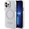 Guess GUHMP12MHTRMP iPhone 12/12 Pro 6.1" Rózsaszín Keménytok Fém Körvonalú Magsafe Tok (GUE2626)